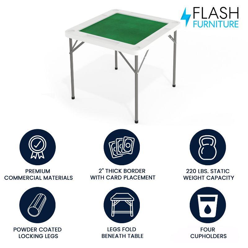 Noah 34.5" Square 4-Player Folding Card Game Table with Felt and Cupholders by Flash Furniture