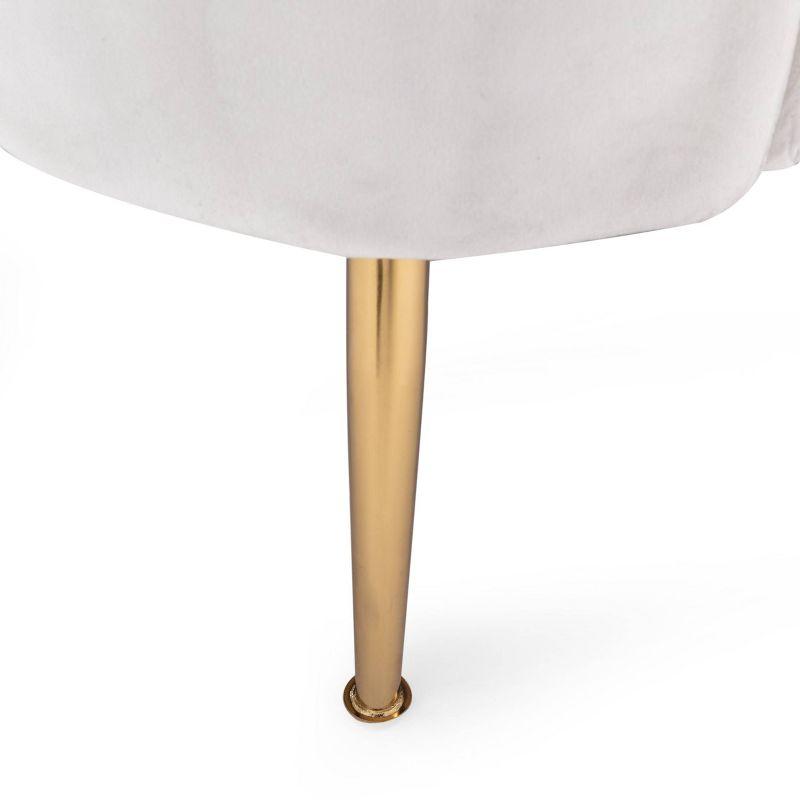 Reitz Modern Glam Velvet Channel Stitch 3 Seater Shell Sofa Beige/Gold - Christopher Knight Home