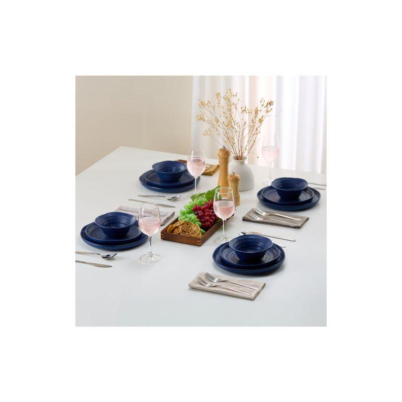 Ceramic Dinnerware Set, 12 Piece, Service for 4, Navy Blue