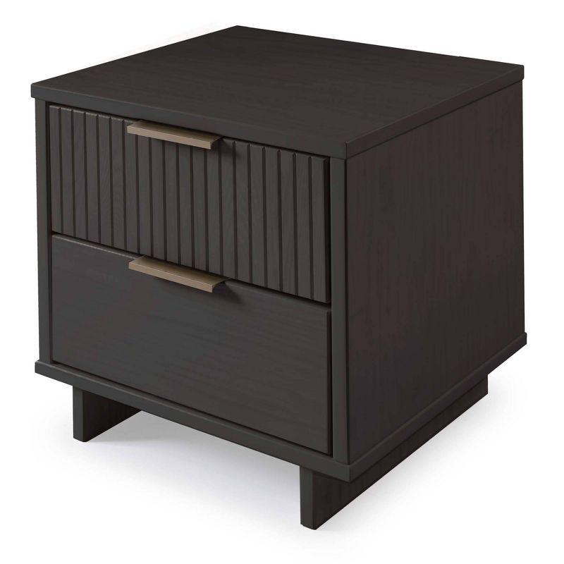 Manhattan Comfort Set of 2 Granville 2 Drawer Nightstands Dark Gray: Modern Design, Soft Close, Metal Handles