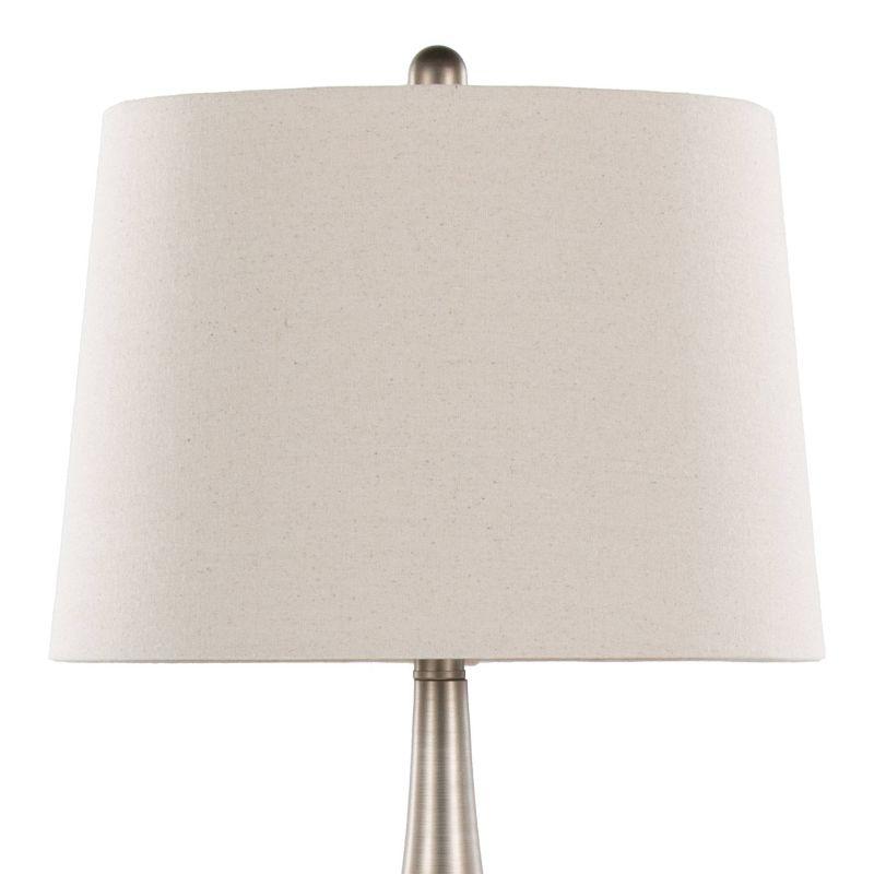 Aged Pewter and Natural Linen Teardrop Table Lamp Set