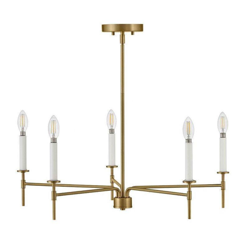 Lark Hux 5 - Light Chandelier in  Lacquered Brass