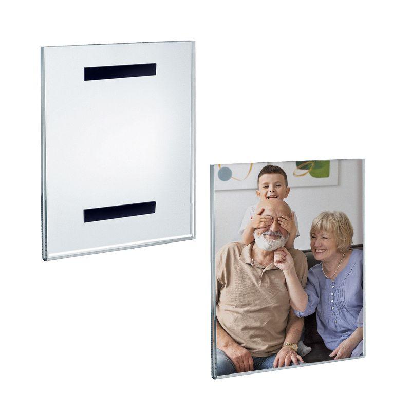 Azar Displays Clear Acrylic Magnet Back Sign Holder Frames 8" W x 10" H - Portrait / Vertical, 2-Pack (Set of 2)
