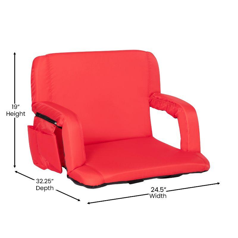 Extra Wide Red Reclining Stadium Chair with Backpack Straps