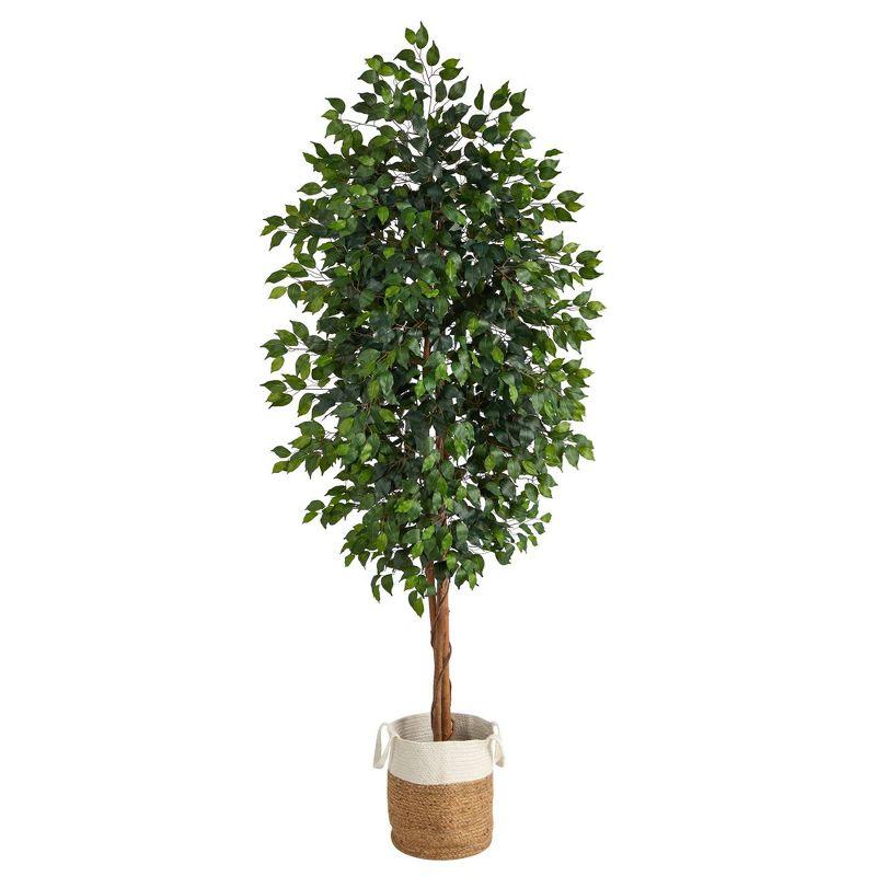 8ft Tall Ficus Artificial Tree with Cotton and Jute Planter