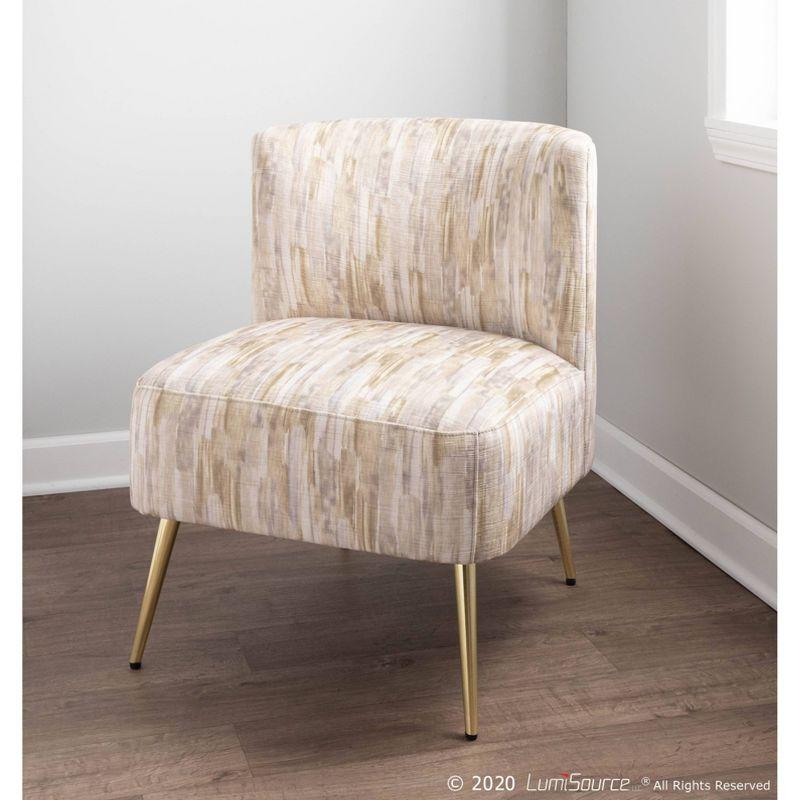 Fran Contemporary Upholstered Slipper Chair Gold/Light Brown - LumiSource: Modern Metal Frame, Polyester, Spot Clean