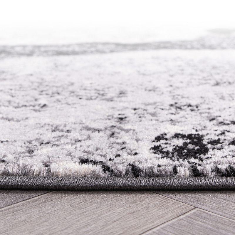 World Rug Gallery Contemporary Floral Design Area Rug - Black 2'x7':  Stain-Resistant,  Low Pile,  Indoor Runner