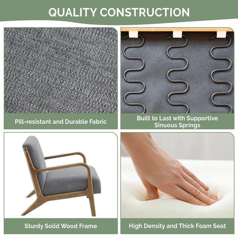 Ink+Ivy Novak Lounge Chair Gray: Mid-Century Elm Wood Frame, Upholstered, Comfort Seating