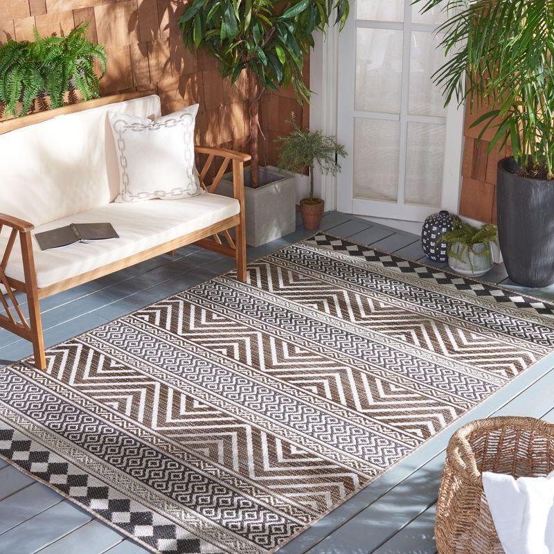 Havana Light Brown and Black Geometric Indoor/Outdoor Area Rug