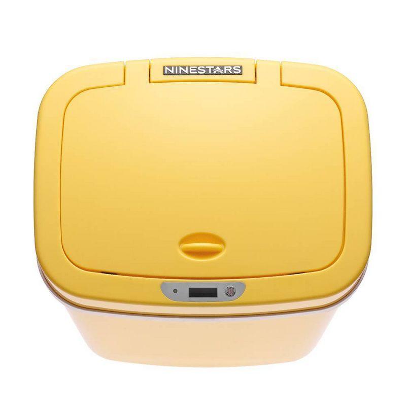 Nine Stars 16L/4.2gal Motion Sensor Oder Control Via Removable Inner Flaps Trash Can Yellow: Small Covered Kitchen Trashcan