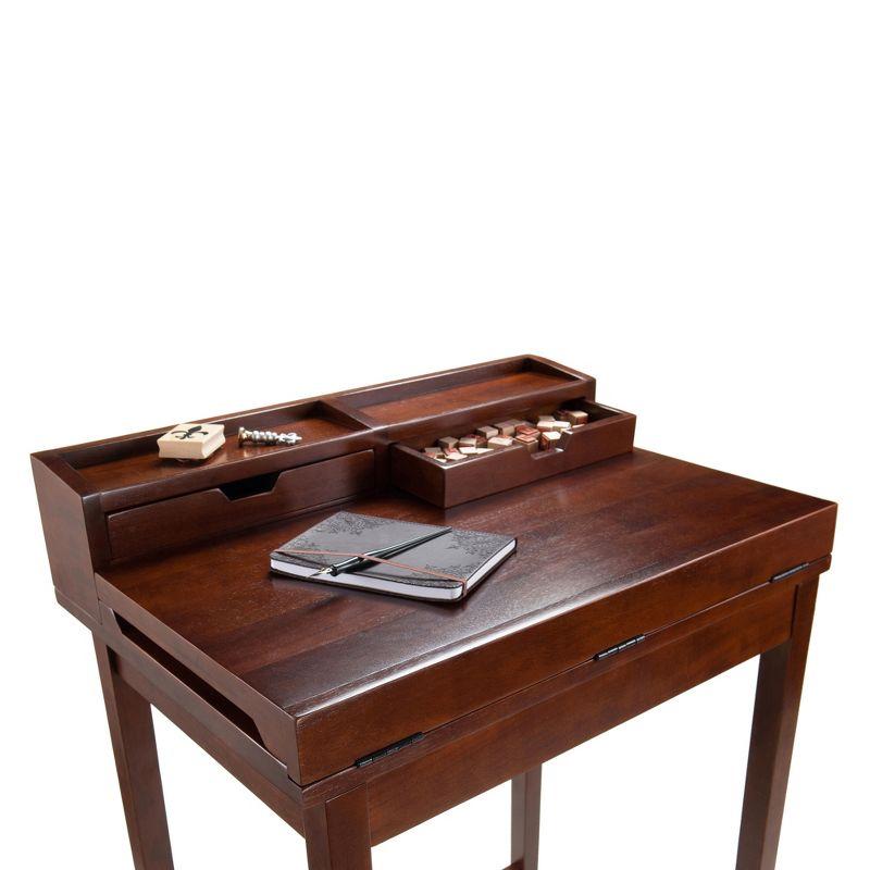 Winsome Brighton High Desk Walnut: Modern Office Furniture, Space-Saving Writing Table for Bedrooms