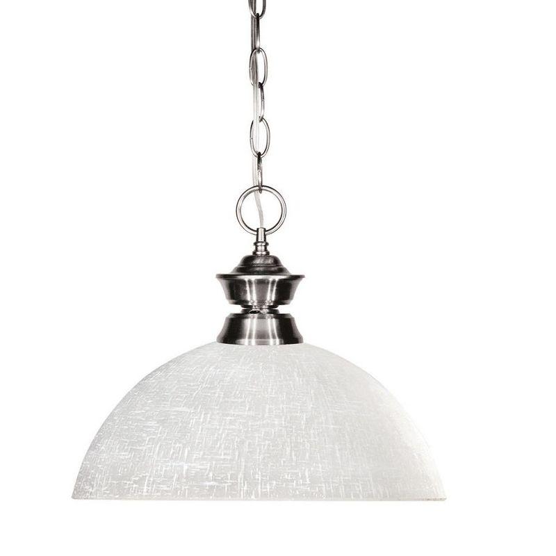 Contemporary Brushed Nickel Bowl Pendant with White Linen Glass