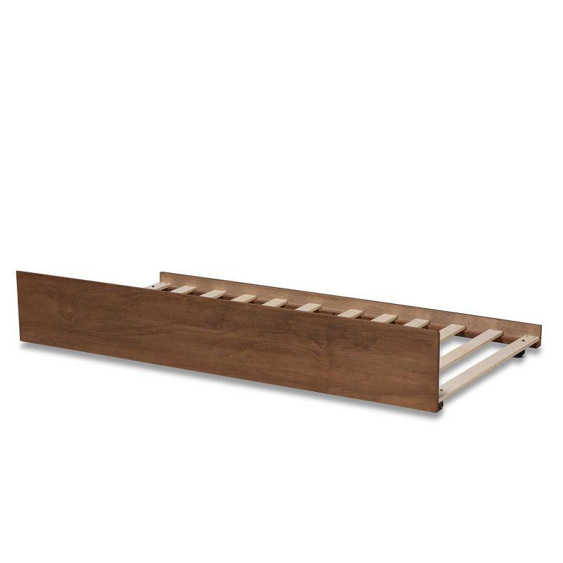 Twin Midori Wood Trundle Bed Walnut - Baxton Studio: Roll-Out Design, Rubberwood & MDF Frame, No Box Spring Needed