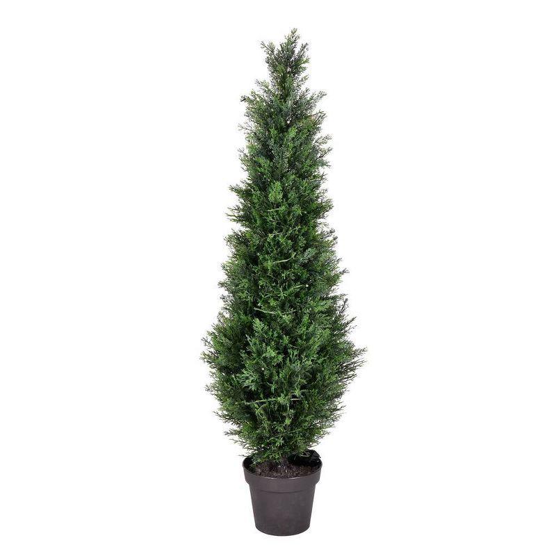 Vickerman 4' Artificial Potted Cedar Tree (UV) : Indoor/Outdoor Decor, No Maintenance