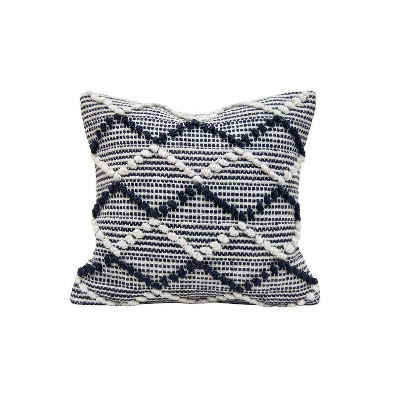 18x18 Inches Blue and White Handwoven Polyester Pillow