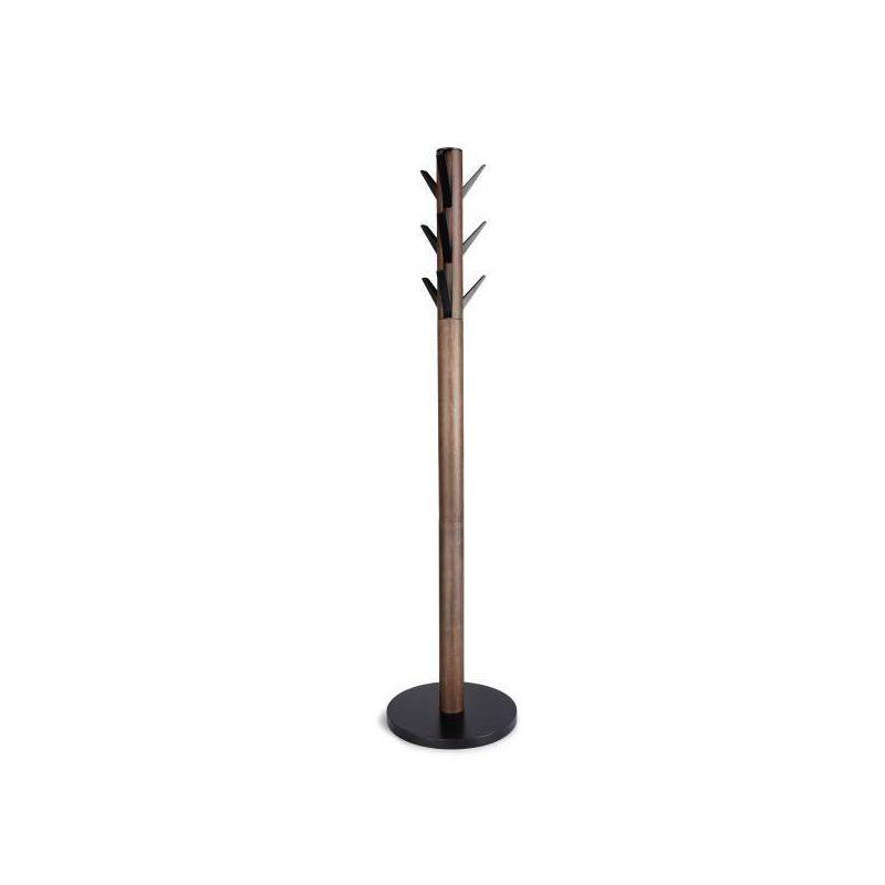 Flapper Sleek Black/Walnut 9-Hook Freestanding Coat Rack