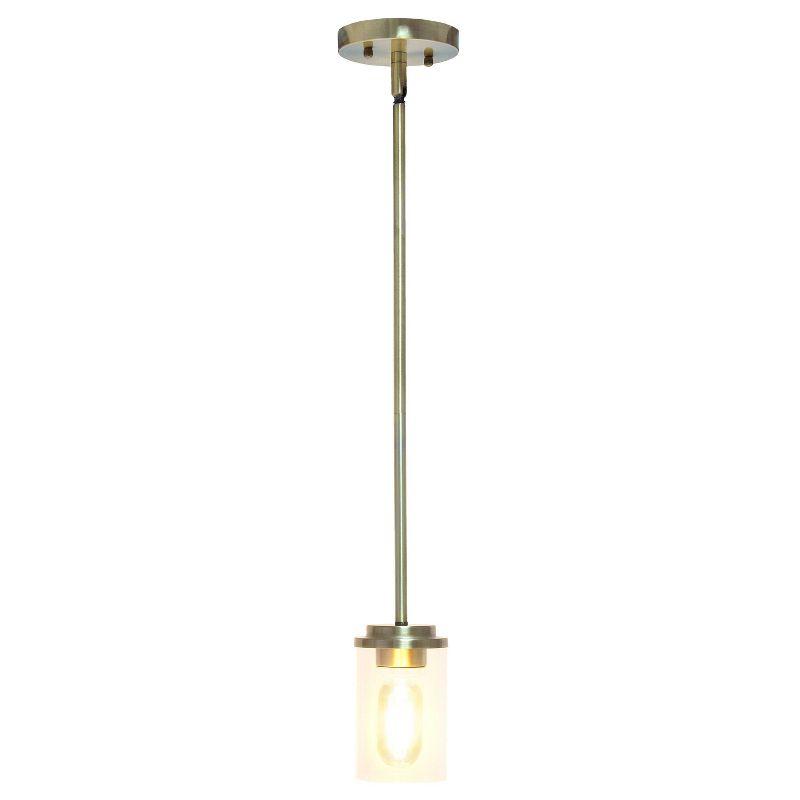 1-Light 5.75" Minimalist Industrial Farmhouse Hanging Clear Cylinder Glass Pendant - Lalia Home