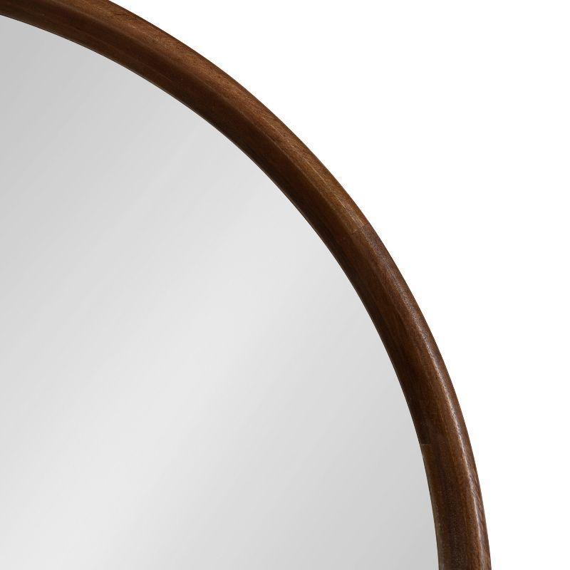 28" Walnut Brown Mango Wood Round Wall Mirror