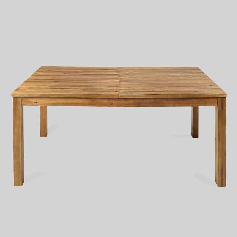 Wilson Rectangle Acacia Wood Expandable Dining Table Teak - Christopher Knight Home: Weather-Resistant, Seats 8, with Self-Storing Leaf