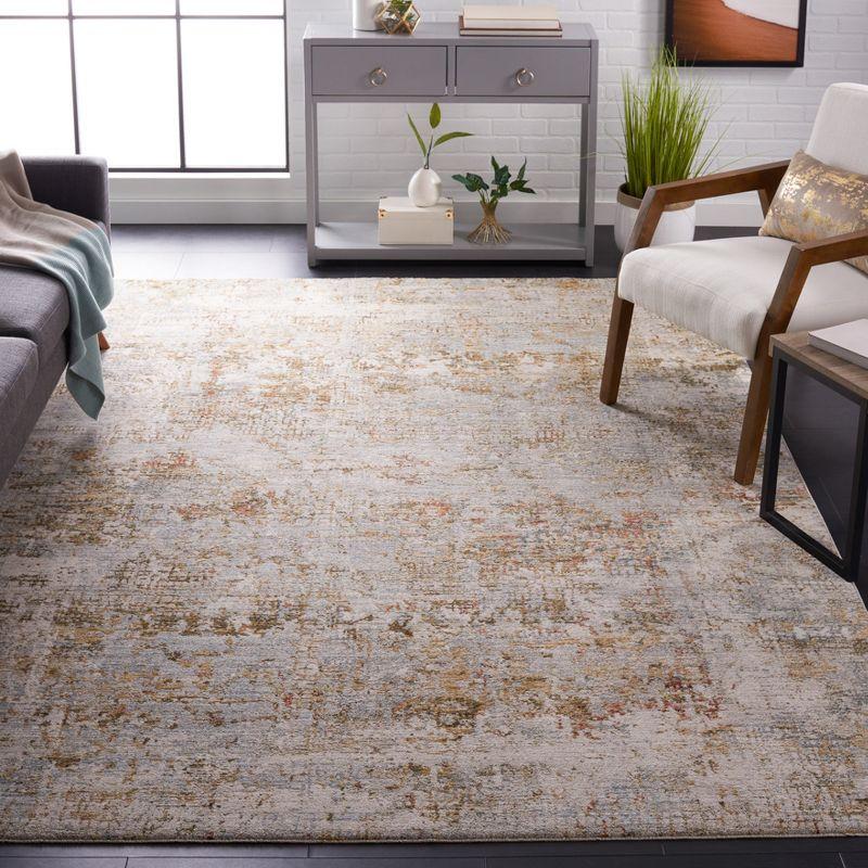 Adrianna Blue and Gold Abstract 8' x 10' Synthetic Rug