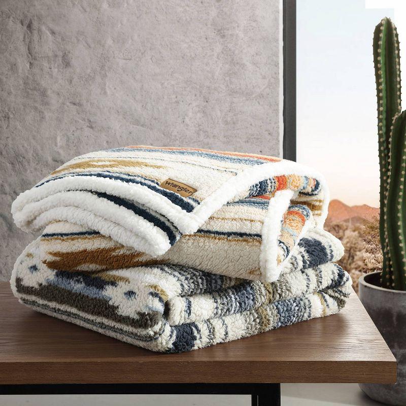 Wrangler Wrangler Printed Plush Sherpa Throw Blankets