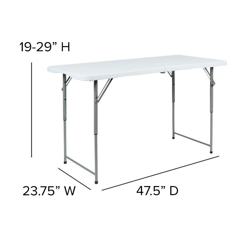 Parker Height Adjustable Bi-Fold Plastic Folding Table with Carrying Handle