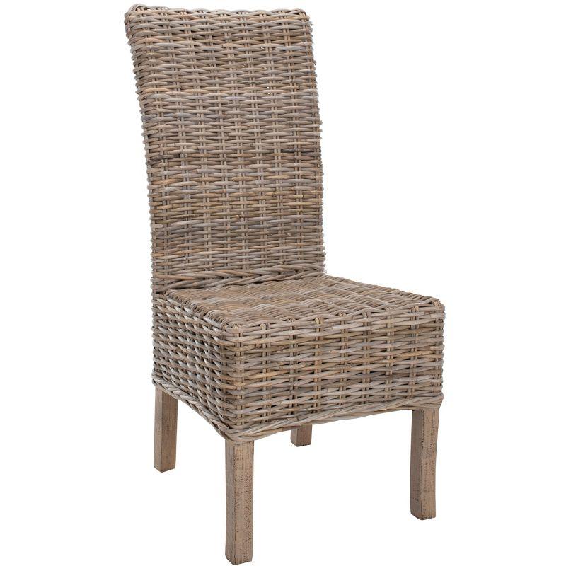 Quaker 19" H Rattan Side Chair (Set of 2) - FOX6521 - Natural Unfinished/Rustic Grey - Safavieh Couture