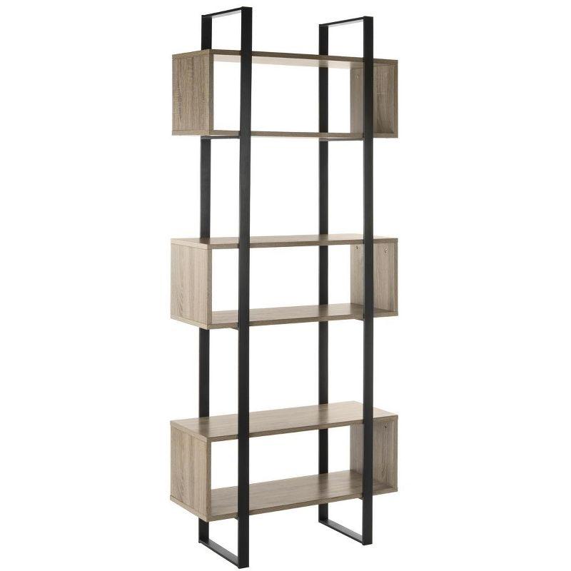 Adhara Retro Mid Century Wood Etagere - Light Brown/Black - Safavieh