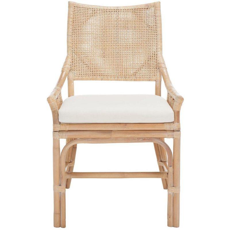 Donatella Transitional Natural White Wash Rattan Armchair with Cushion