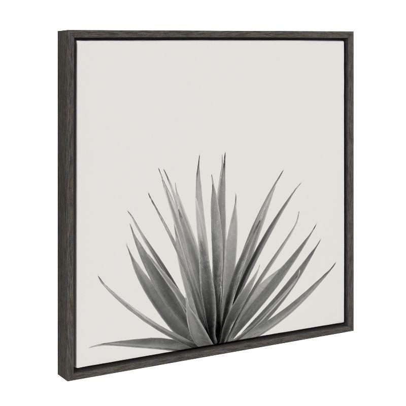 Kate and Laurel Sylvie Haze Agave Succulent Framed Canvas by The Creative Bunch Studio, 22x22, Dark Gray