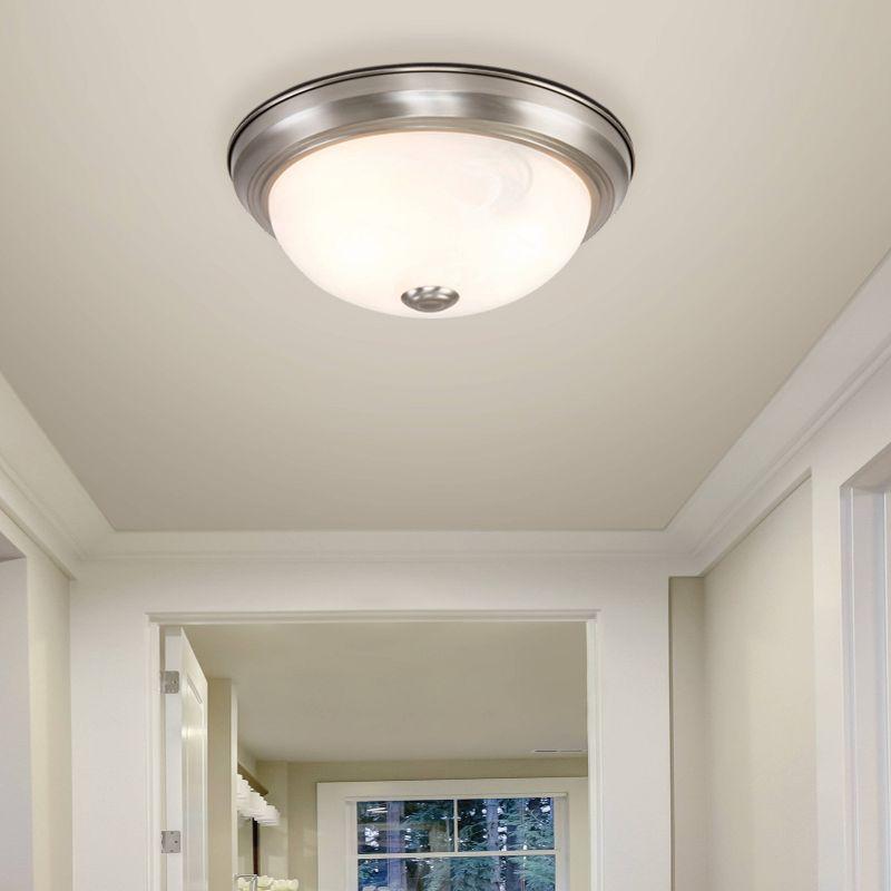 Yosemite 2 Light Flush Mount - Satin Nickel: UL Listed, Glass Shade, Metal Body, E26 Socket