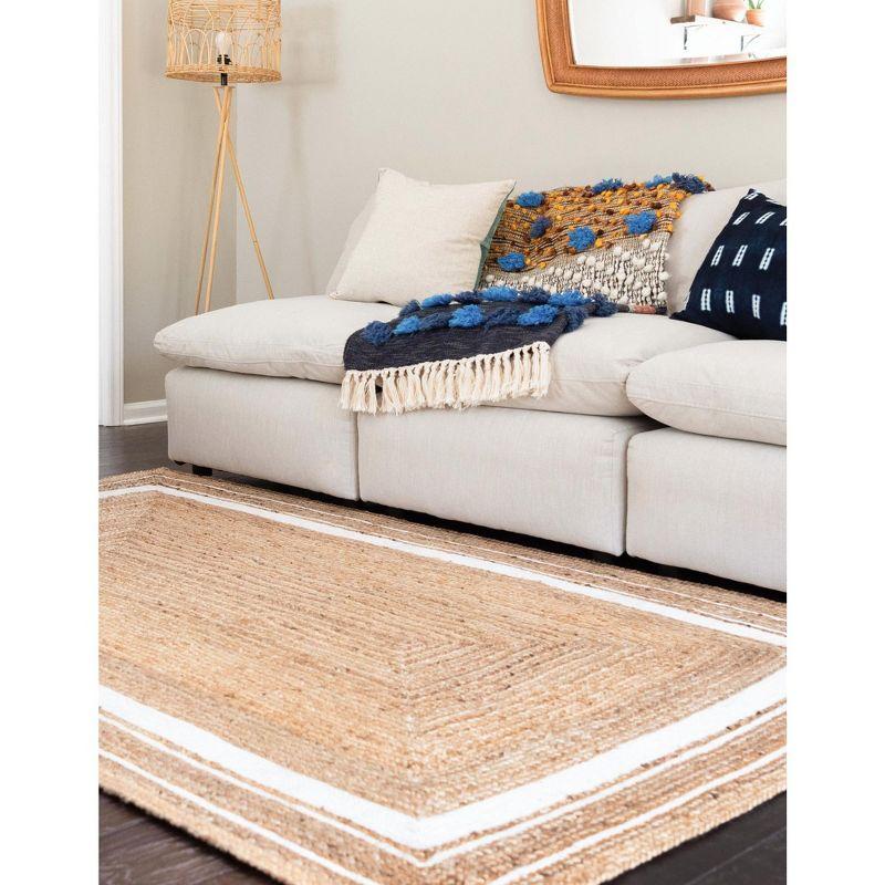 Natural Ivory Rectangular Braided Jute Area Rug