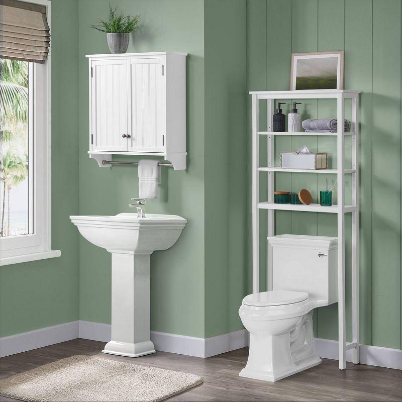 Dover Wall Mounted Bathroom Storage Cabinet with Two Doors and Towel Rod White - Alaterre Furniture