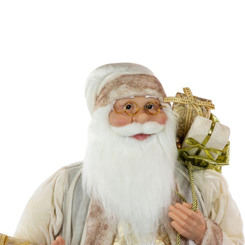 White and Ivory Santa Claus with Gift Bag Christmas Figure
