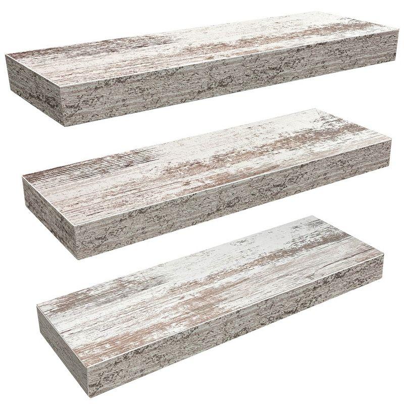 Sorbus Rustic Wood Hanging Rectangle Wall Shelves