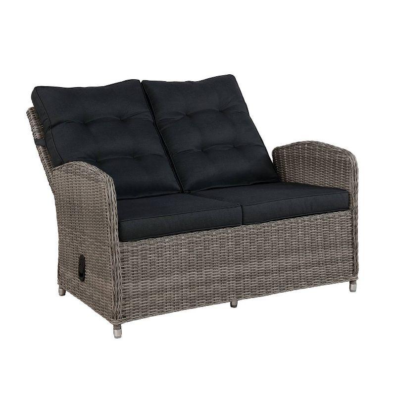 Monaco 48" Gray All-Weather Wicker Outdoor Reclining Bench