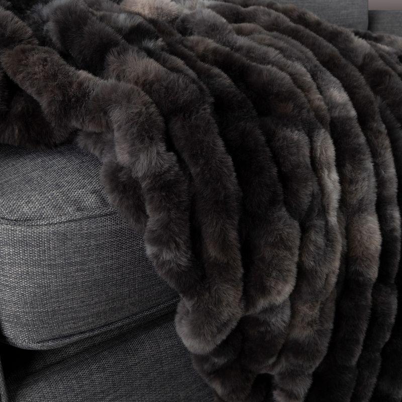 Lavish Home 60x80 Jacquard Faux Fur Blanket