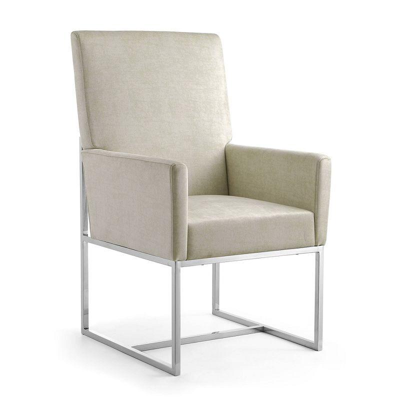 Element High-Back Champagne Velvet Upholstered Arm Chair