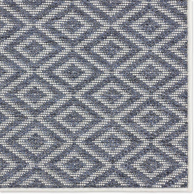 Modern Geometric Denim/Cream Durable Synthetic Area Rug