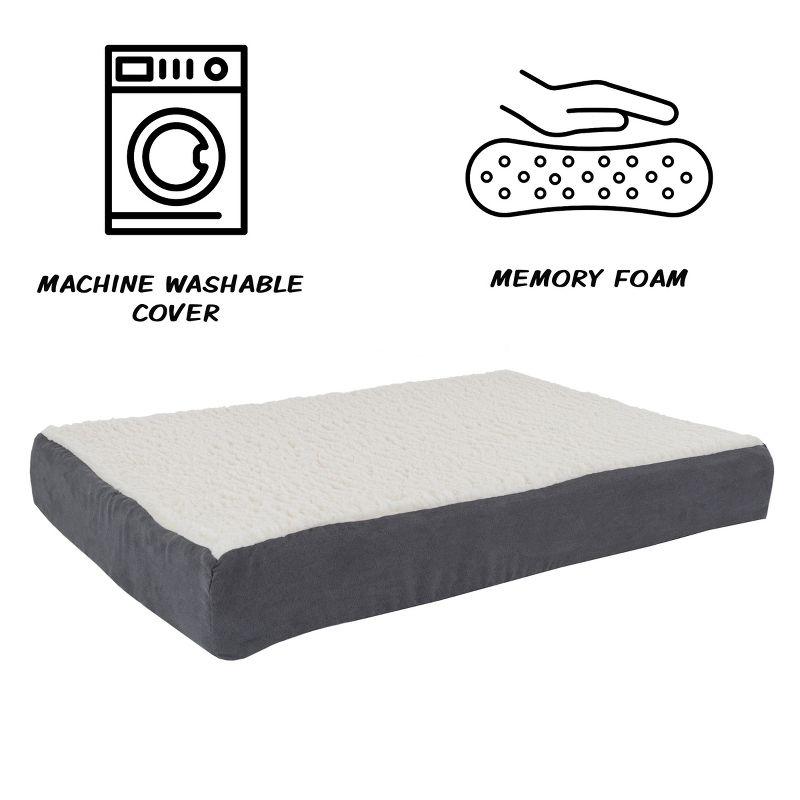 Orthopedic Dog Bed - 2-Layer 30x20.5-Inch Memory Foam Pet Mattress with Machine-Washable Cover for Medium Dogs up to 45lbs by PETMAKER (Gray)