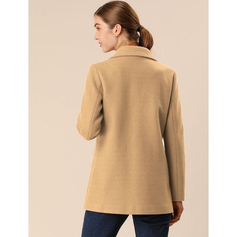 Allegra K Women's Long Sleeves Double Breasted Button Winter Outerwear Pea Coat Camel X-Large
