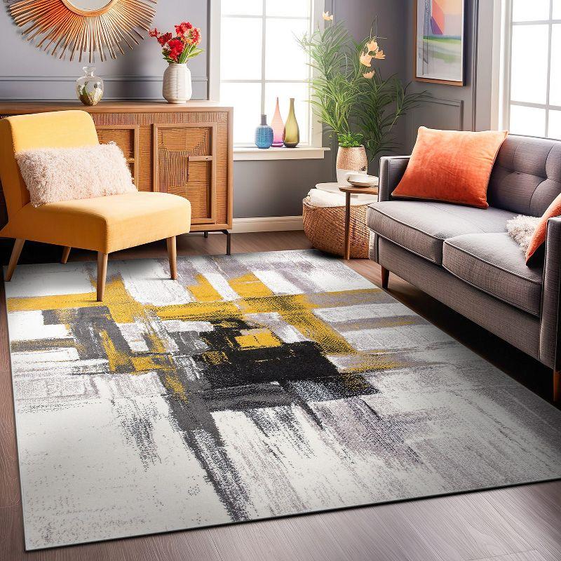 World Rug Gallery Contemporary Modern Abstract Gold 3'3" x 5' Area Rug