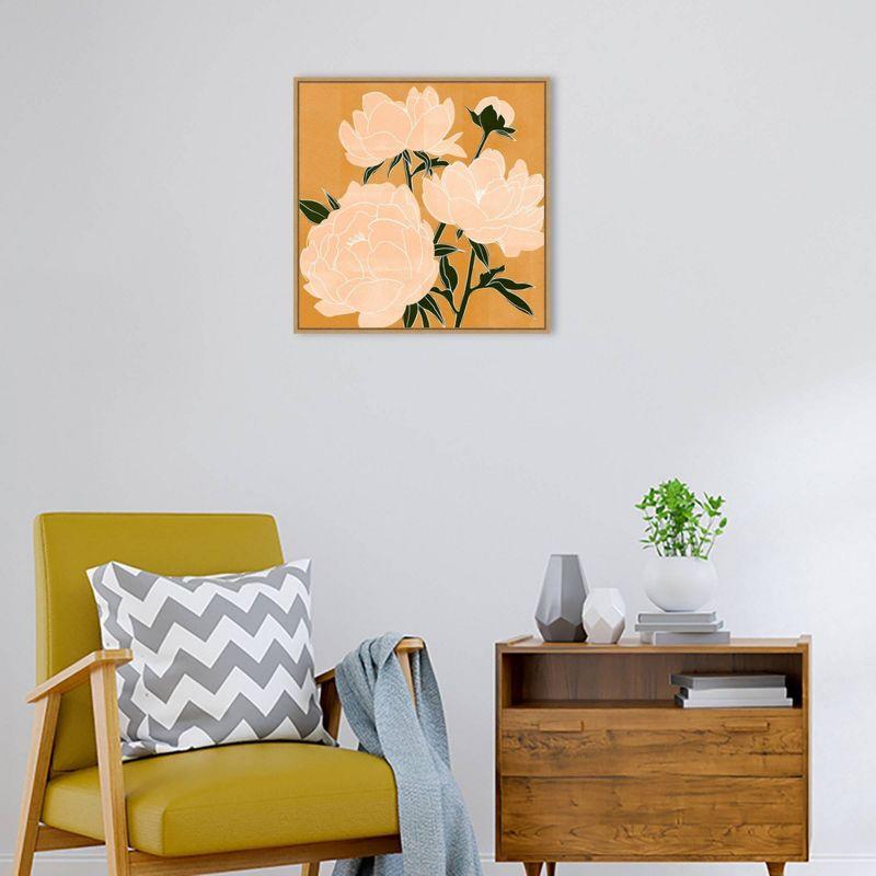 22" x 22" Modern Peonies II by Emma Scarvey Framed Canvas Wall Art Print - Amanti Art: Hand-Stretched, Botanical Lithograph