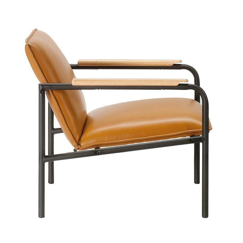 Boulevard Camel Faux Leather Lounge Chair with Metal Frame