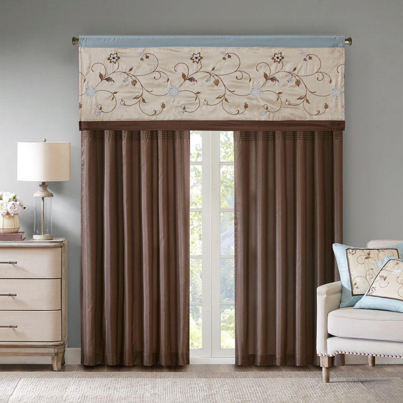 Madison Park Serene Floral Embroidered 50'' W Single Window Valance
