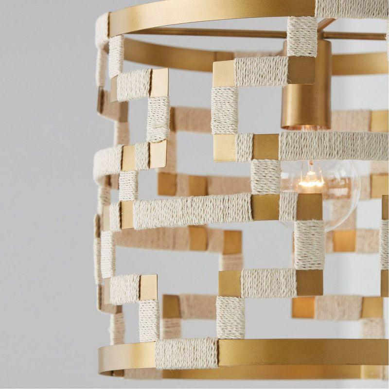 Capital Lighting Hala 1 - Light Pendant in  Bleached Natural Jute/Patinaed Brass