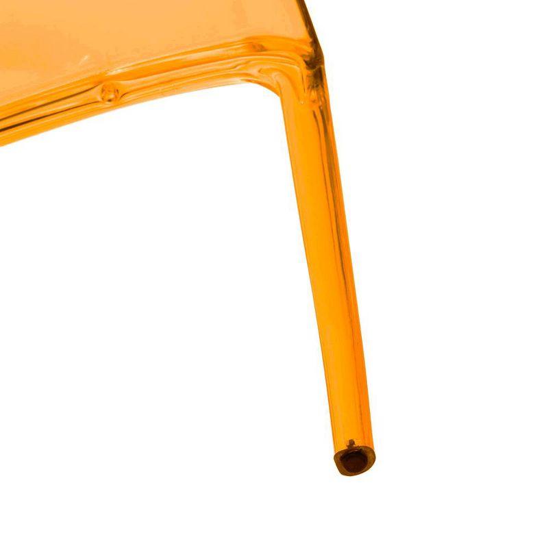 LeisureMod Murray Waterfall Edge Design Acrylic Dining Chair in Transparent Orange
