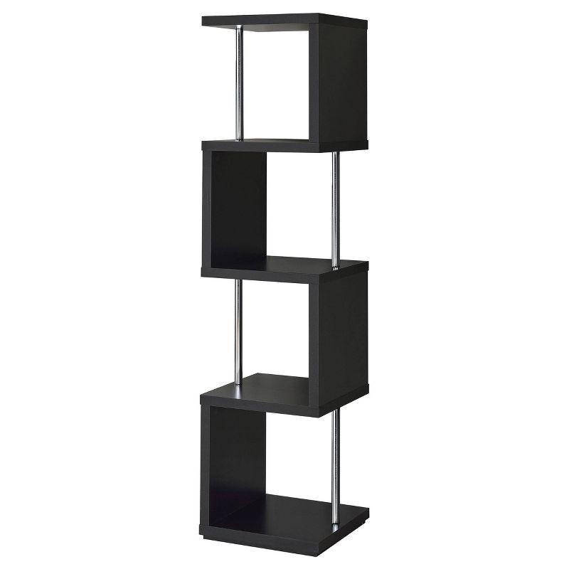 Baxter 4 Shelf Zig Zag Bookcase with Chrome Details - Coaster