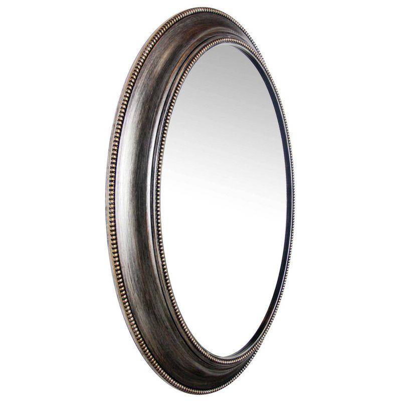 Elegant Antique Silver 30" Oval Beaded Resin Wall Mirror