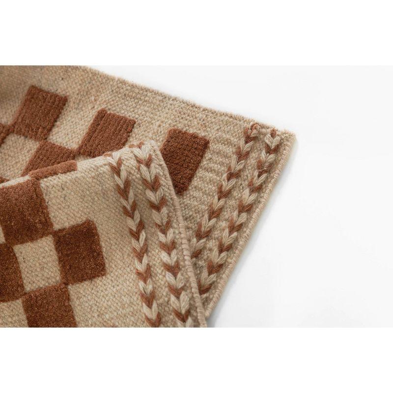 Momeni 2'6"x8' Willow Check Handwoven Runner Rug Brown: Wool, Low Pile, Classic Pattern, Indoor Use, Handmade